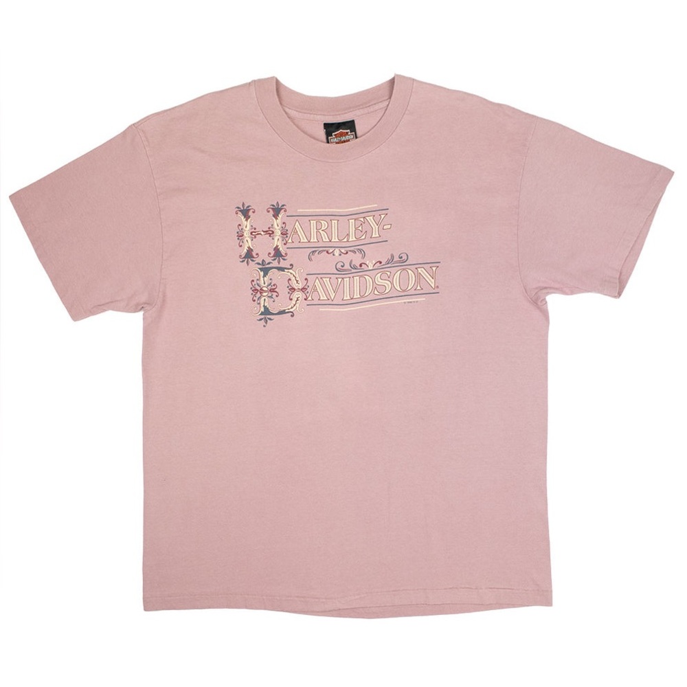 HARLEY DAVIDSON Vintage 1995 Pink Tee Single Stitch Women’s Size Large